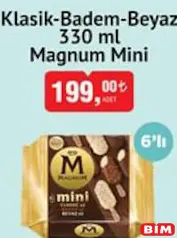 MAGNUM MİNİ KLASİK - BADEM - BEYAZ 6'LI DONDURMA